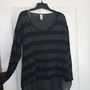 Black and silver glitter sheer top from No Boundar